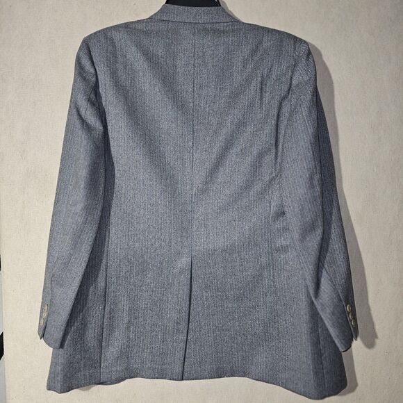 Bill Blass Pure Wool Blazer Mens Size 40R Gray With Pastel Pinstripes Small FLAW - Picture 2 of 16